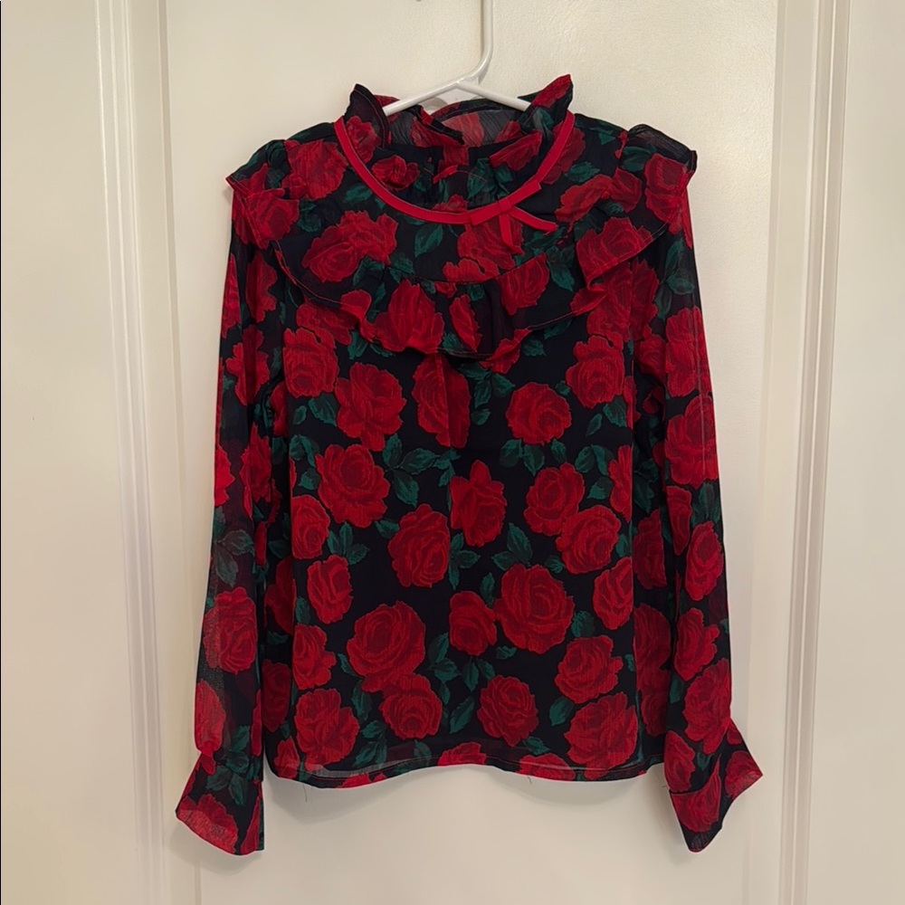 Janie and Jack Red Rose Blouse